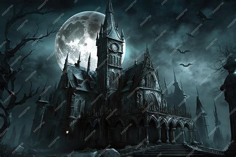 Premium AI Image | Fantasy dark gothic castle of a vampire city