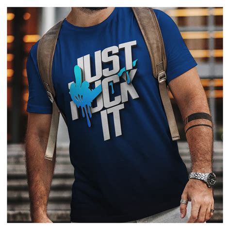 JUST FUCK IT D Logo Full Print BLUE RTIA SHOP Koszulki T Shirt Fullprint Bluzy