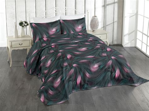 Abstract Bedspread Modern Floral Glitch Look Surreal Flows And Swirls