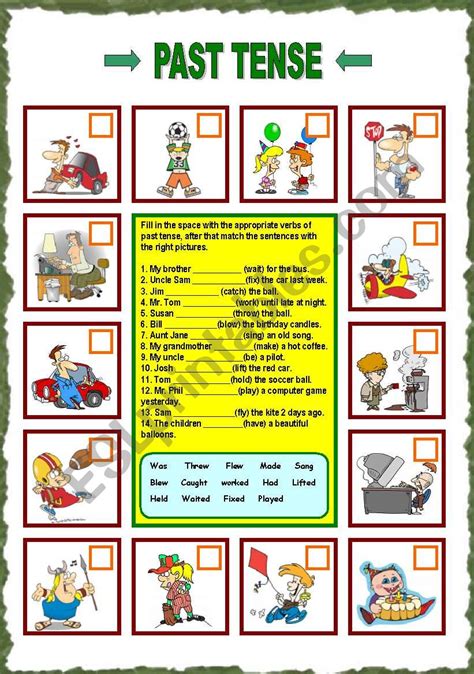 Past Tense Worksheet Esl