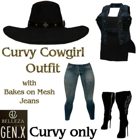 Second Life Marketplace Curvy Cowgirl Outfit