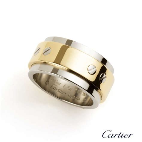 Cartier 18k Yellow Gold And Steel Santos Ring Size 60 B4055900 Rich