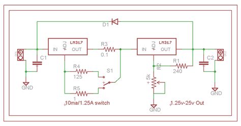 LM317T Voltage Regulator Circuit Diagram