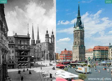 Damals Und Heute Marktplatz Halle Roter Turm