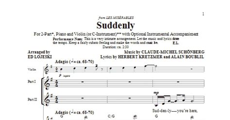 Suddenly From Les Miserables The Movie Part Choir Sheet Music