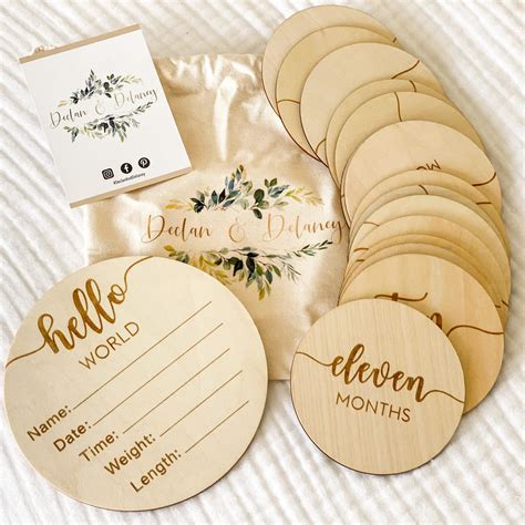 Buy Monthly Baby Milestone Cards Wooden Milestone Discs Includes