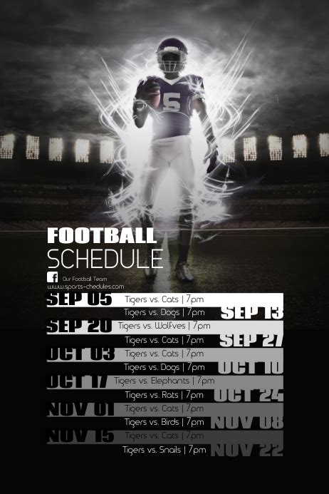 Football Schedule Template Postermywall