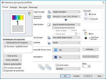Como selecionar configurações básicas de impressão Windows