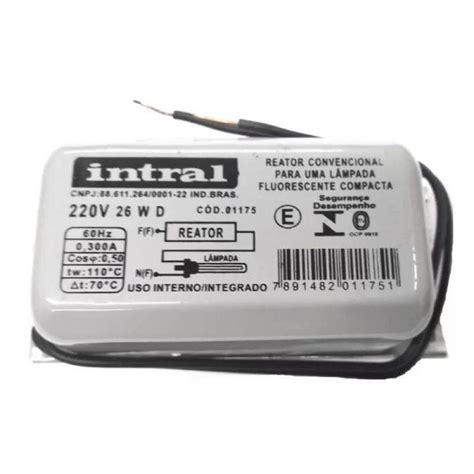 REATOR CONVENCIONAL 1 X 26W 220V INTRAL Na Eletro FM