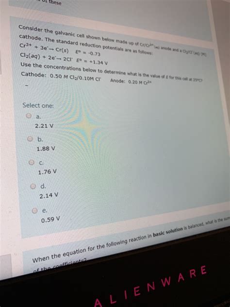 Solved Uf These Consider The Galvanic Cell Shown Below Made Chegg