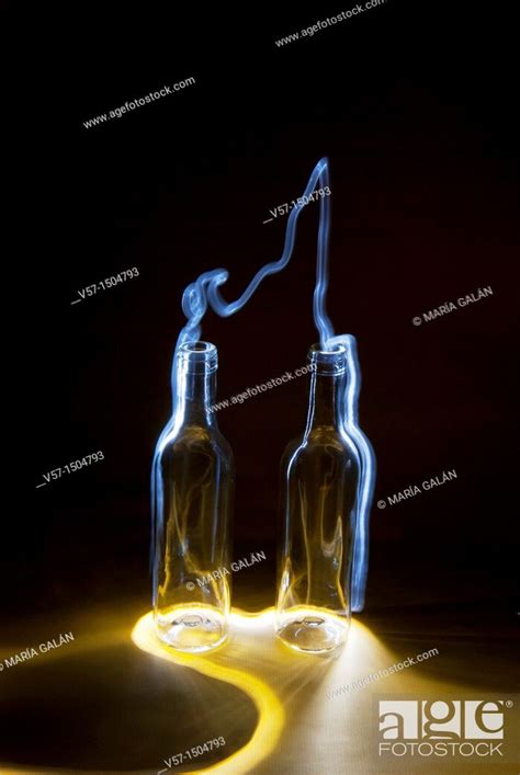 Light-painting with two bottles, Stock Photo, Picture And Rights ...