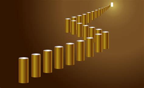 The Concept Of The Path To Success On A Gold Background Staircase Up