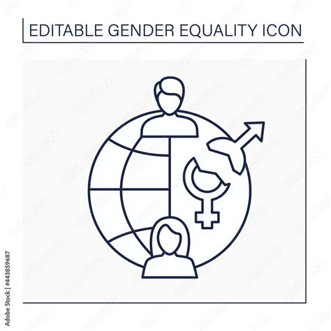 Gender Gap Line Icon Differences Between Womenmen Reflected In