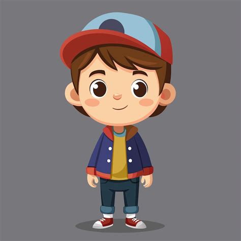 Una caricatura de un niño con una gorra y una camisa con una capucha