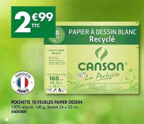 Promo Pochette Feuilles Papier Dessin Canson Chez Plein Ciel