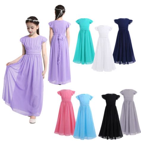 iEFiEL Tiaobug Blumenmädchenkleid festlich Mädchen Kinder lange Chiffon