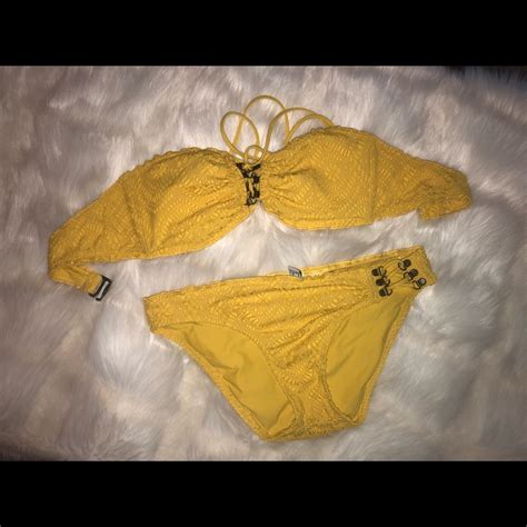 Becca Swimwear Yellow Crochet Bikini Gem