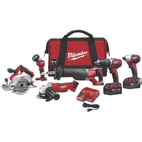 Free Shipping — Milwaukee M18 Li Ion Cordless Power Tool Set — 6 Tool