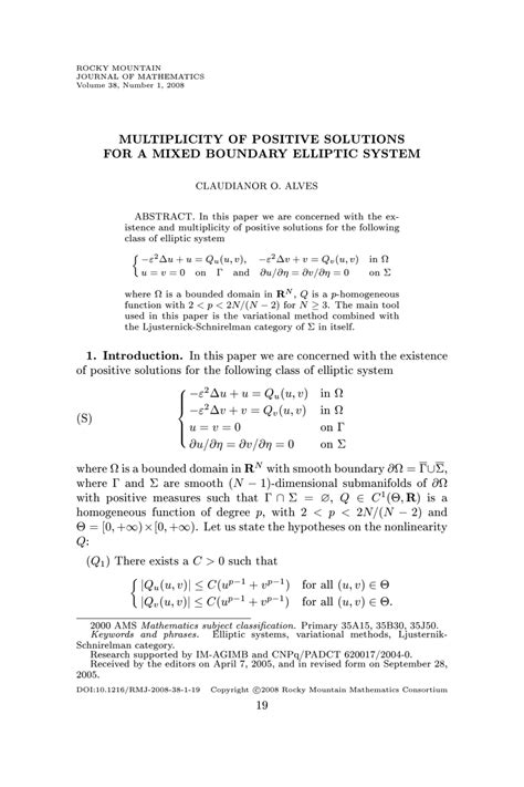 Pdf Multiplicity Of Positive Solutions For A Mixed Boundary Elliptic