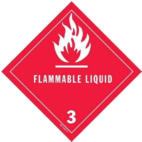 Flammable Liquid Hazard Class 3 D O T Shipping Labels 4 X 4 Roll Of 500