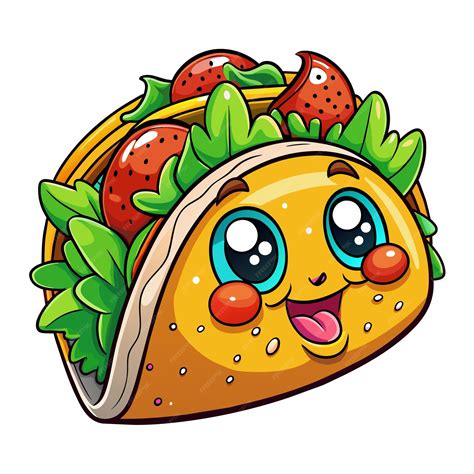 Un Dibujo De Dibujos Animados De Un Taco Con Una Cara Dibujada En él