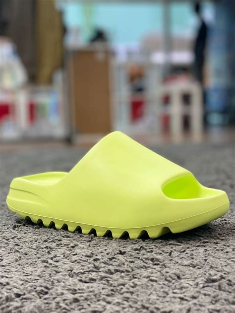 Yeezy Slide Glow Green Yeezy Slides Yeezy Hype Shoes