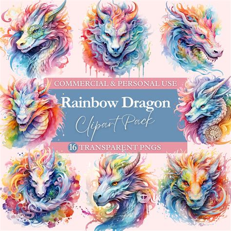 Rainbow Dragon Clipart Bundle Transparent Png Commercial Use Clip Art