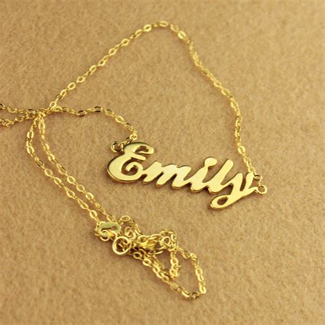 Cursive Nameplate Necklace K Gold Plated