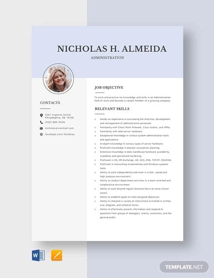 Administration Resume Template 34 Free Samples Examples Format