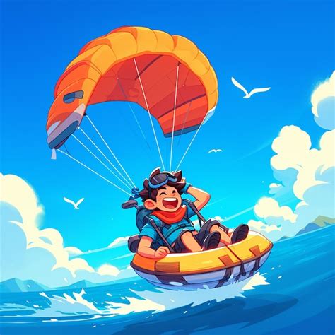 Um Rapaz De Orlando Faz Parasailing Ao Estilo De Desenho Animado