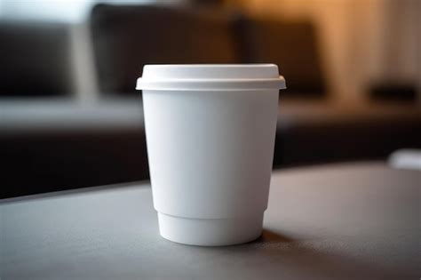 Premium Ai Image Blank White Takeaway Coffee Cup Mockup Template Cafe