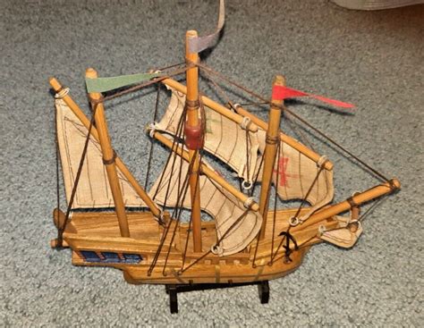 Vintage Santa Maria Wooden Ship Replica Christopher Columbus Ebay