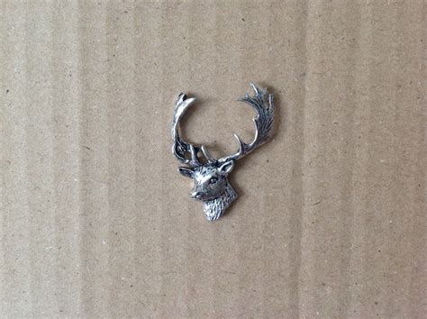 Fallow Deer Head Silver Pewter Pin Badge Etsy