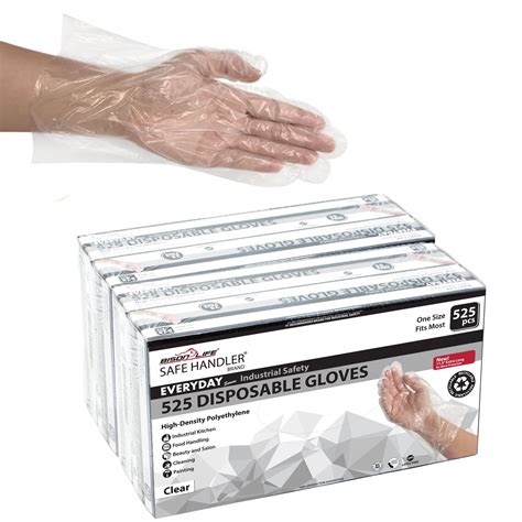 Safe Handler Disposable Long Cuff Food Handling Poly Gloves, OSFM, 11.5