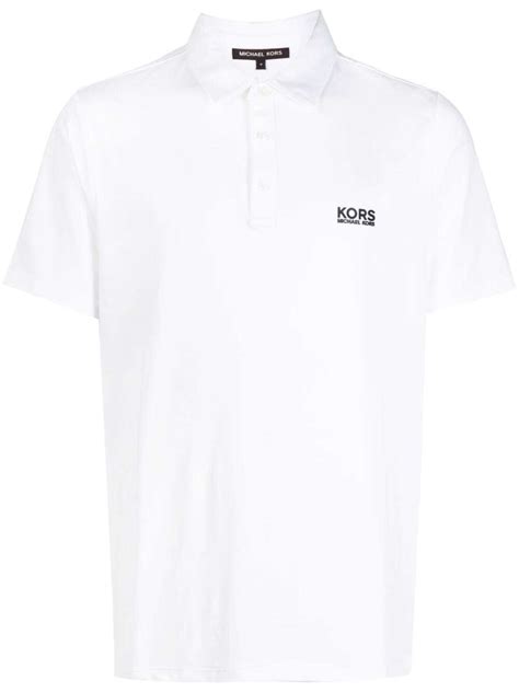 Michael Kors Golf Logo Print Polo Shirt White Editorialist