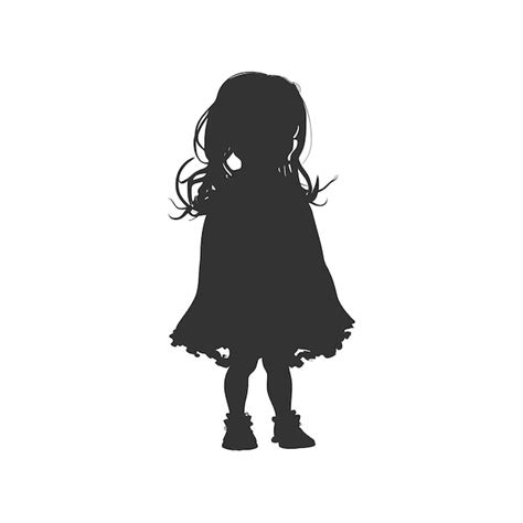 Silhouette Noire De Petite Fille Sur Fond Blanc Conception D