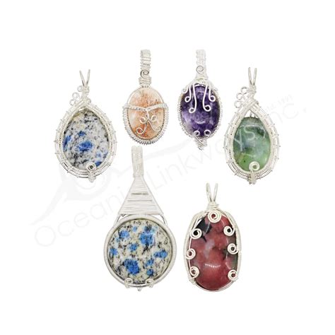 Pendant Mixed Stones Wire Wrapped Oceanic Linkways Inc