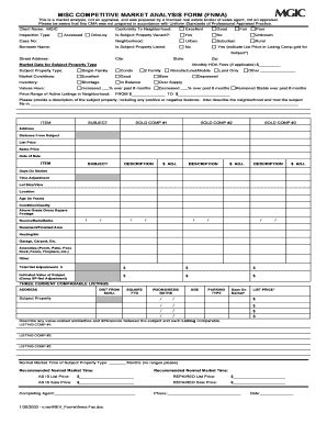 Mgic Misc Competitive Market Analysis Form Fnma Fill And