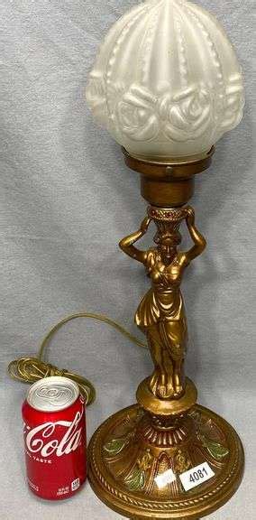 Antique Figural Spelter Woman Lamp Dixon S Auction At Crumpton