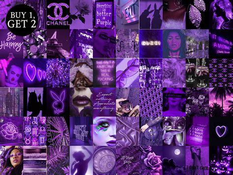 Boujee Dark Purple Aesthetic Wall Collage Kit 60pcs Descarga