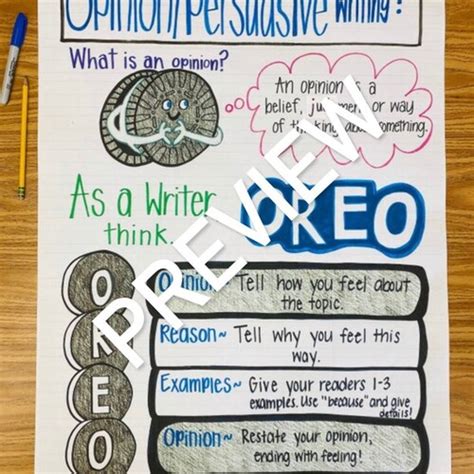 Opinionpersuasive Oreo Writing Anchor Chart Etsy Canada