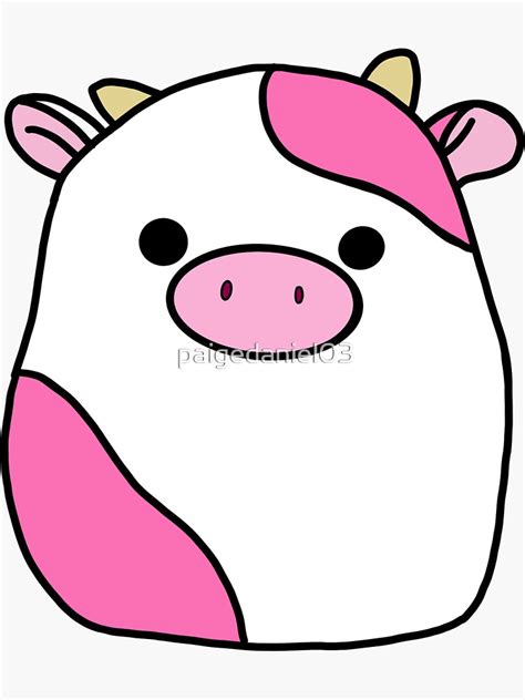 Strawberry Cow Squishmallow Sticker For Sale By Paigedaniel Redbubble