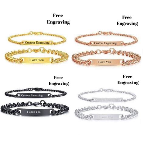 Bracelet De Couple Assorti Personnalisable Gravure Etsy France