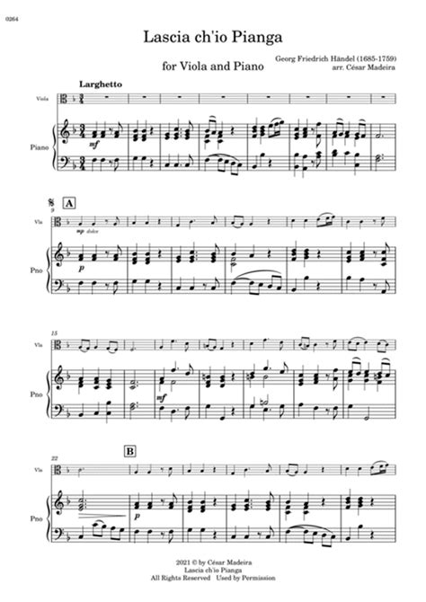 Lascia Ch Io Pianga Viola And Piano Full Score By George Frideric Handel Piano Digital