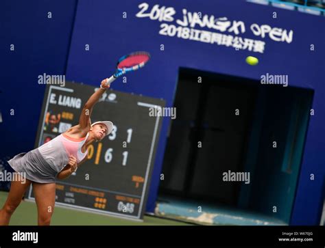 Magda Linette Of Poland Returns A Shot To Liang En Shuo Of Chinese