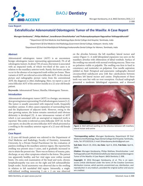 Adenomatoid Odontogenic Tumor