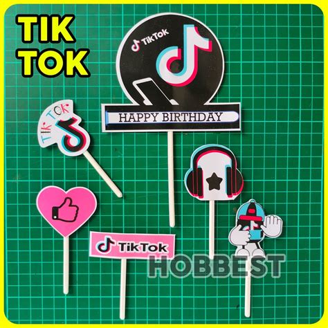 Jual Topper Cake Kertas Tik Tok Dekorasi Hiasan Kue Ulang Tahun