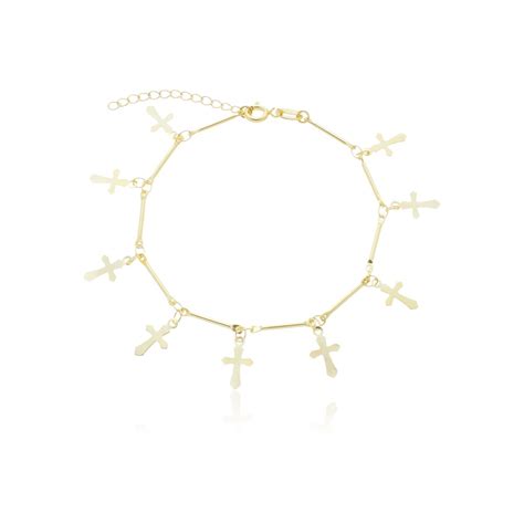 Pulseira Feminina de Cruz Banhada a Ouro 18k Hipoalergênica Shopee Brasil