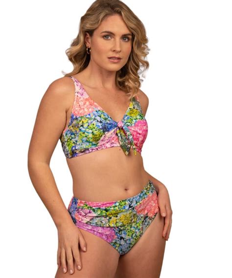 Hydrangea Underwired Tie Front Bikini Top Moontide Swimwear