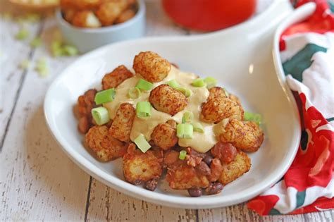 Loaded Tater Tots With Chili Cashew Queso Cadry S Kitchen